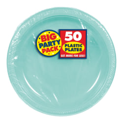 Amscan Plastic Dessert Plates, 7", Robin's Egg Blue, 50 Plates Per Big Party Pack, Set Of 2 Packs