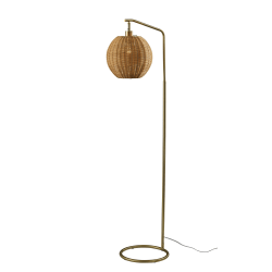 Adesso Maeve Floor Lamp, Antique Brass/Brown Rattan Shade