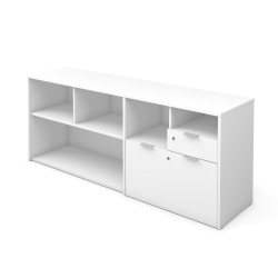 Bestar i3 Plus 72"W Computer Desk Credenza With 2 Drawers, White