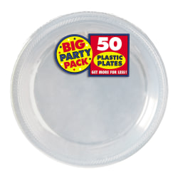 Amscan Plastic Dessert Plates, 7", Clear, 50 Plates Per Big Party Pack, Set Of 2 Packs