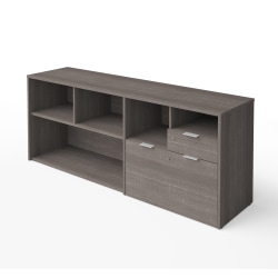 Bestar i3 Plus 72"W Credenza With 2 Drawers, Bark Gray
