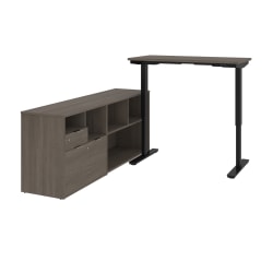 Bestar i3 Plus 72"W L-Shaped Standing Corner Desk, Bark Gray
