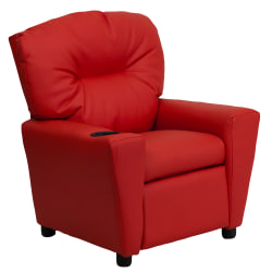 Flash Furniture Contemporary Kids Vinyl Recliner Accent Chair With Cup Holder, Red