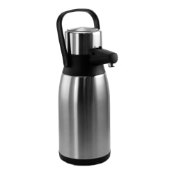 MegaChef 3 L Stainless-Steel Airpot Hot Water Dispenser for Coffee and Tea, 5" Handle, Silver/Black
