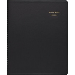 AT-A-GLANCE® 18-Month Academic Monthly Planner, 9" x 11", Black, July 2023 To December 2024, 7007405