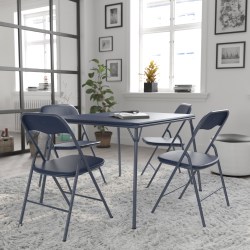 Flash Furniture 5-Piece Folding Card Table And Chair Set, 27-3/4"H x 33-1/2"W x 33-1/2"D, Navy