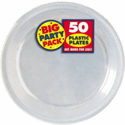 Amscan Plastic Plates, 10-1/4", Clear, 50 Plates Per Big Party Pack, Set Of 2 Packs