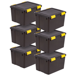 IRIS Plastic Storage Bins with Sealed Lids, 12-Gallon, Black, Total Qty 6