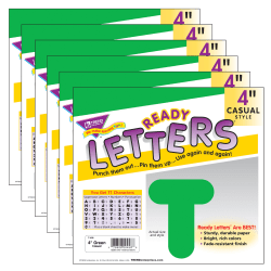 TREND Ready Letters®, 4", Casual Uppercase, Green, Set Of 6 Packs