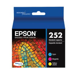 Epson® 252 DuraBrite® Ultra Cyan, Magenta, Yellow Ink Cartridges, Pack Of 3, T252520-S