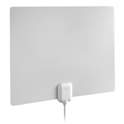 One For All® Ultra-Thin Amplified Indoor Flat HDTV Antenna with up to 60-Mile Reception Range, White