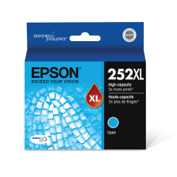 Epson® 252XL DuraBrite® Ultra High-Yield Cyan Ink Cartridge, T252XL220-S