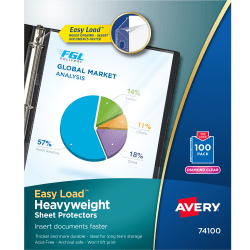 Avery® Heavyweight Sheet Protectors With Easy Load™, 8-1/2" x 11", Diamond Clear, 100 Document Protectors