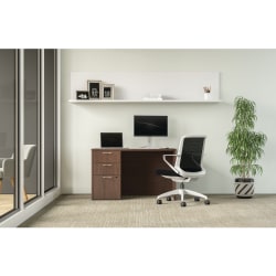 HON® Mod 48"W Computer Desk With 3-Drawer Pedestal, Sepia Walnut