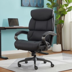 Serta® SmartLayers™ Bellmore Big & Tall Ergonomic Executive Office Chair with Smooth Vegan Leather, Black/Dark Gray
