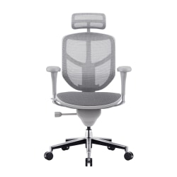 WorkPro® Quantum 9000V2 Series Ergonomic Mesh/Fabric High-Back Chair With Headrest, Gray/Gray, BIFMA Compliant