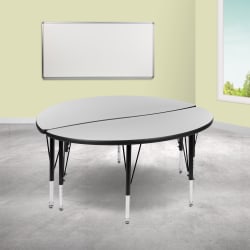 Flash Furniture Circle Wave Flexible Thermal Laminate 2-Piece Activity Table Set With Height-Adjustable Short Legs, 25-1/4"H x 47-1/2"W x 24"D, Gray