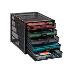 Mind Reader 5-Drawer File Storage Desk Organizer, 11" H x 14" W x 11" D, Black