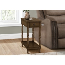 Monarch Specialties Cari Rectangular Accent Table, 25"H x 11-3/4"W x 21-3/4’D, Brown