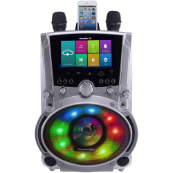 Karaoke USA WK760 All-in-One Multimedia Wi-Fi Karaoke System, 15-1/2"H x 8-1/4"W x 11-1/2"D, Silver