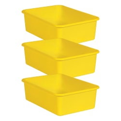 Teacher Created Resources Large Plastic Storage Bins, 5"H x 11-1/2"W x 16-1/4"D, Yellow, Pack Of 3 Bins