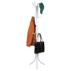 Mind Reader Alloy Collection Coat Rack with 11 Hooks, 67-1/4"H x 17-1/2"W x 17-1/2"D, White