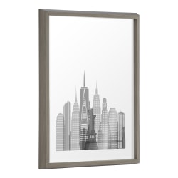 Kate and Laurel Blake Non-Magnetic Framed Dry-Erase Printed Glass, 18" x 24", New York Cityscape by Jake Goossen, Gray Plastic Frame