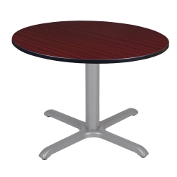 Regency Cain Round X-Base Breakroom Table, 29"H x 48"W x 48"D, Mahogany/Gray