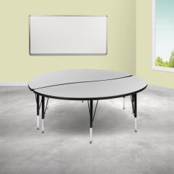 Flash Furniture Circle Wave Flexible Thermal Laminate 2-Piece Activity Table Set With Height-Adjustable Short Legs, 25-1/4"H x 60"W x 30"D, Gray