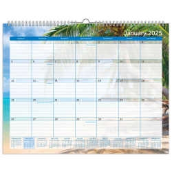 2025 Office Depot® Brand Monthly Wall Calendar, 15" x 12", Paradise, January to December