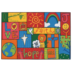 Carpets for Kids® KID$Value Rugs™ Inspirational Patchwork Activity Rug, 4' x 6' , Multicolor