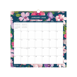 2026 Blue Sky Monthly Wall Calendar, 12" x 12", Charlotte, January To December, 155939
