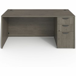 Lorell® Prominence 2.0 66"W Right-Pedestal Computer Desk, 95% Recycled, Gray Elm