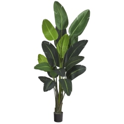 Nearly Natural Traveler’s Palm 96"H Artificial Tree With Planter, 96"H x 34"W x 29"D, Green/Black