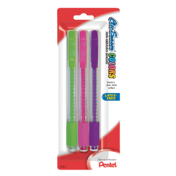 Pentel® Clic Erasers®, Assorted Colors, Pack Of 3