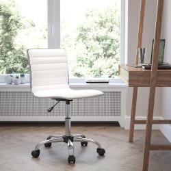 Flash Furniture Vinyl Low-Back Swivel Armless Task Chair, White/Gray