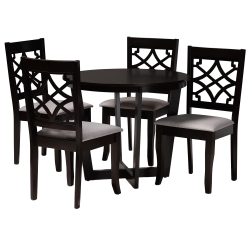 Baxton Studio Tricia Dining Set, 29-15/16"H x 35-7/16"W x 35-7/16"D, Gray/Dark Brown
