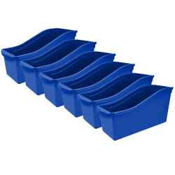 Storex Large Book Bins, 12"H x 5-1/4"W x 7"D, Blue, Pack Of 6 Bins