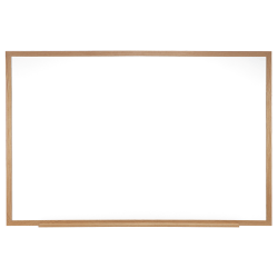 Ghent M1 Porcelain Magnetic Whiteboard, 48-9/16" x 88", White, Natural Wood Frame
