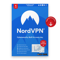 Avanquest NordVPN Internet Security and Privacy 1-Year Subscription, For 6 Devices