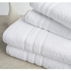 HSM Bath Towels, Dolce Vita, 27" x 54", White, Diamond Dobby Border, Total Qty 24