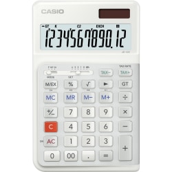 Casio JE-12E Compact Ergonomic Calculator, White