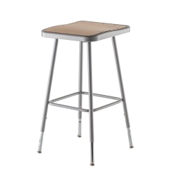 National Public Seating Hardboard Adjustable Height Task Stools, 25"H-33"H, Gray/Brown, Pack Of 2 Stools