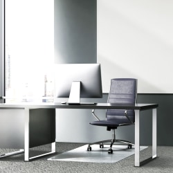 Floortex® Glaciermat® Glass Heavy Duty Rectangular Chair Mat For Hard Floors & Carpets, 36" x 40", Crystal Clear