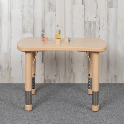 Flash Furniture 27"W Rectangular Plastic Height-Adjustable Activity Table, Natural