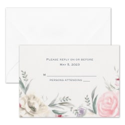 Custom Shaped Wedding & Event Response Cards With Envelopes, 4-7/8" x 3-1/2", Ethereal Floral, Box Of 25 Cards