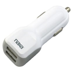 Naxa 10-Watt 2.1-Amp Dual-USB Car Charger, White, 995104639M