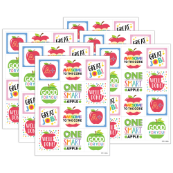 Creative Teaching Press Reward Stickers, Apple Time Apple, 60 Per Pack, Set Of 6 Packs