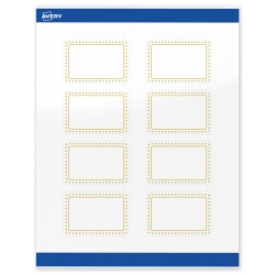 Avery® Print-To-The-Edge Labels With Sure Feed® Technology, S00-DHV-PRWGP10, Rectangle, 2"x3", Glossy White, Preprinted Gold Border with Gold Dots Design, Pack Of 80