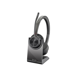 Poly VOYAGER 4320-M Microsoft Teams Certified Headset With Charge Stand - Stereo - USB Type A - Wired/Wireless - Bluetooth - 20 Hz - 20 kHz - On-ear - Binaural - Ear-cup - 4.92 ft Cable - MEMS Technology Microphone - Noise Canceling - Black